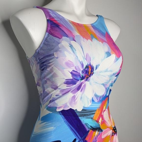 Gottex Blue Pink Colorful Floral Full Coverage One Piece Swimsuit 8 - Picture 4 of 12